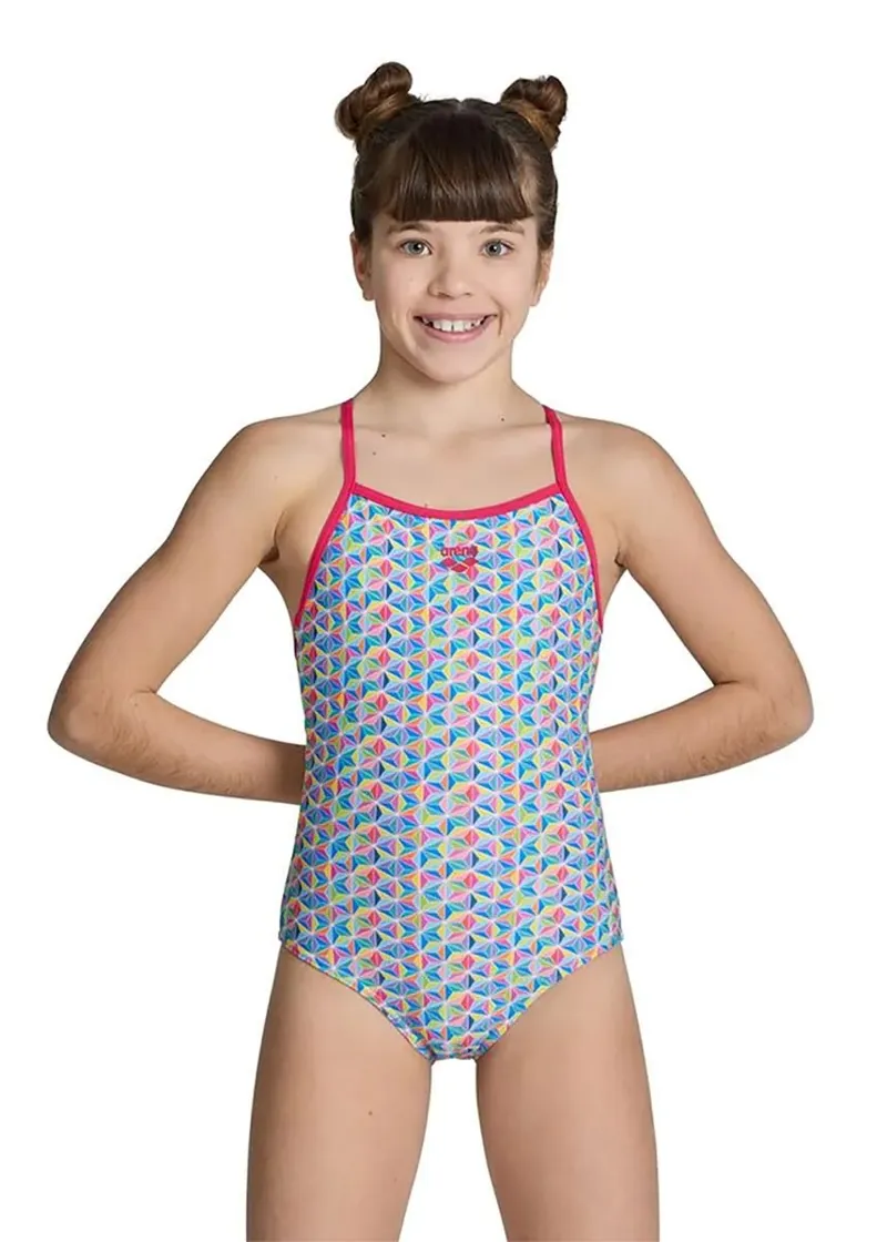 Arena Girls Starfish Lightdrop Back Swimsuit Freak Rose/White Multi-2